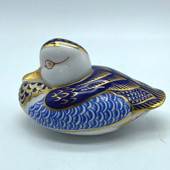 Imari Duck paper Wt ROYAL CROWN DERBY England bone china 22K gold silver stopper - Picture 3 of 10